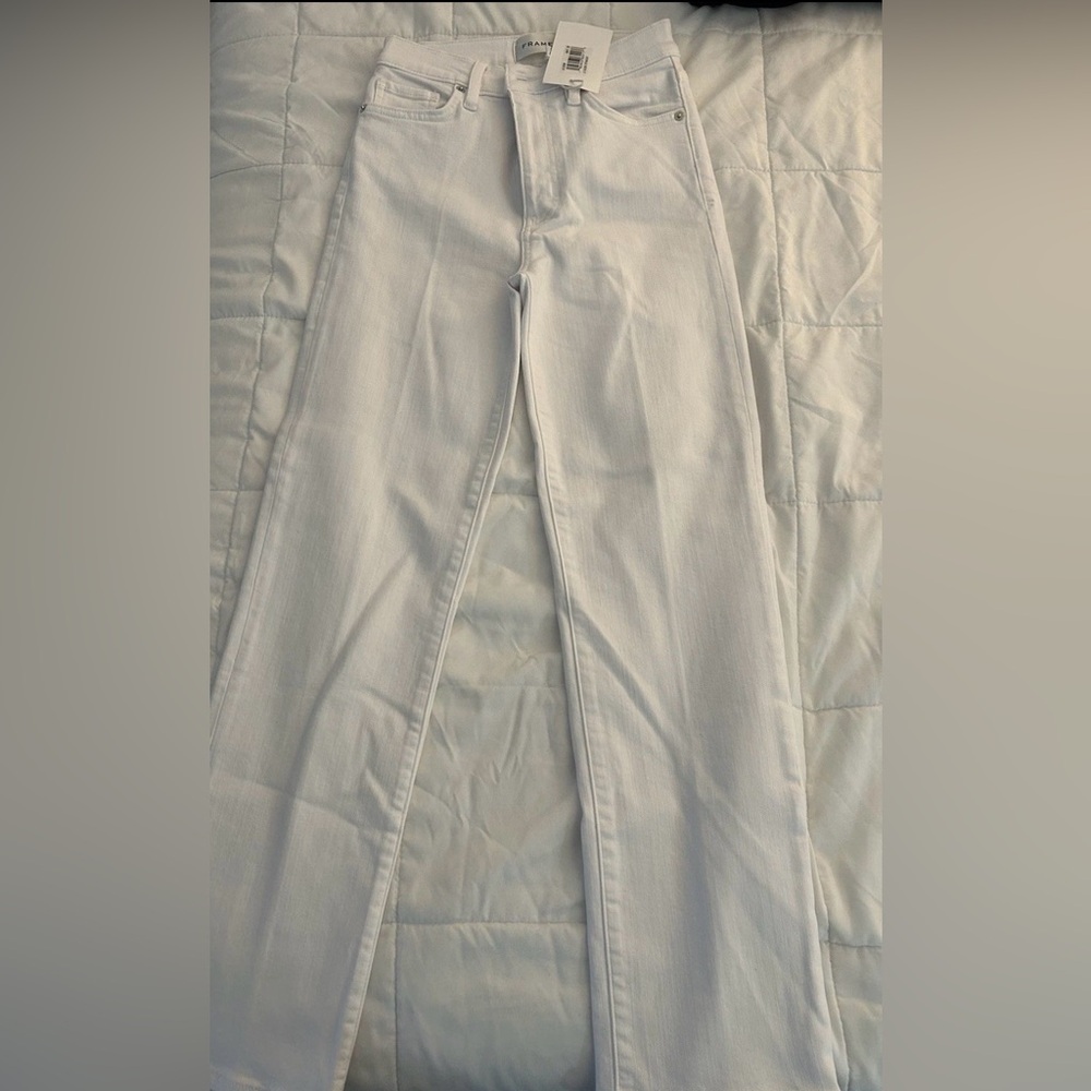 NEW FRAME Denim le sleek high rise straight leg jean, white 25 - Picture 12 of 12